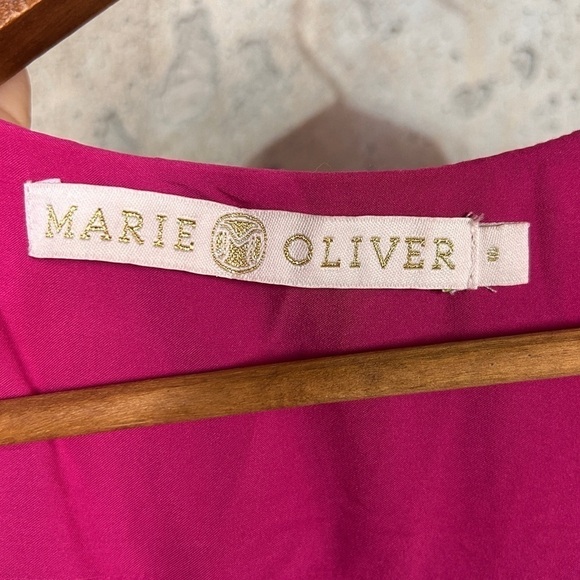 Marie Oliver Vanessa fuschia pink subtle plaid short sleeve v neck maxi dress - Picture 9 of 10